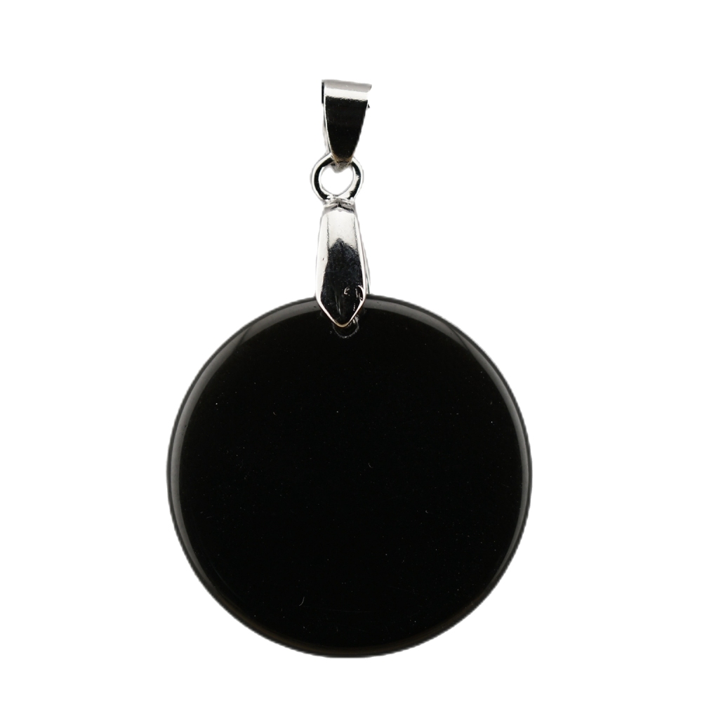 30MM Flat Round Gemstone Disc Pendant Silver Finding Clasp for Making Jewelry