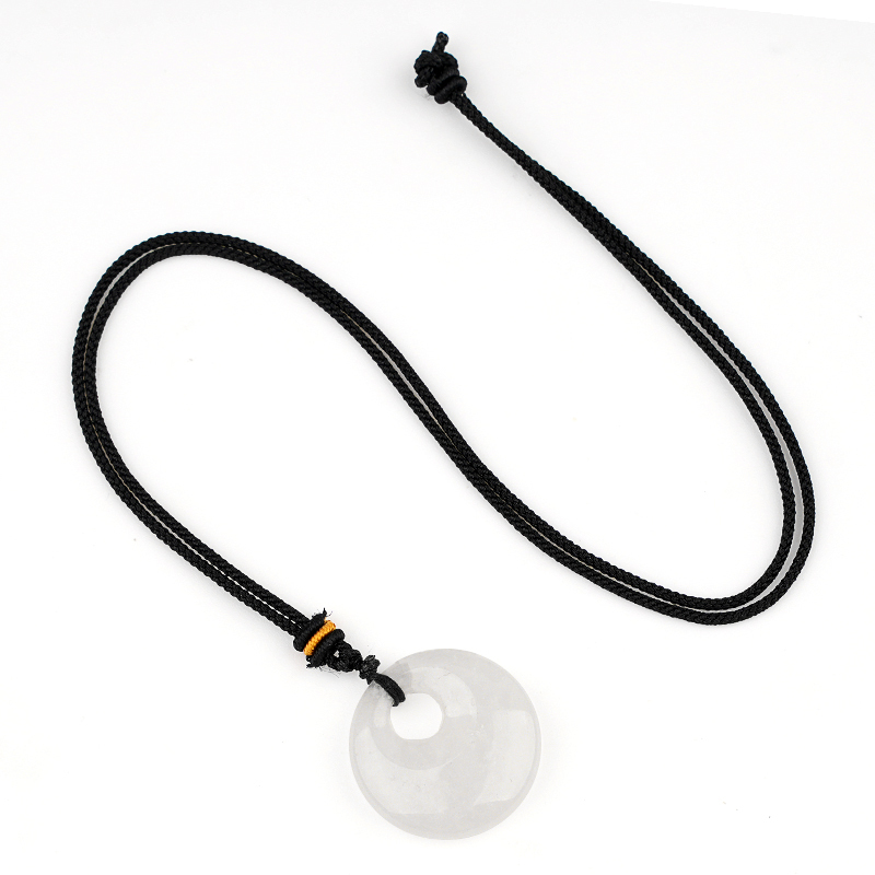 30MM Round Disc Lucky Coin Pingan Pendant Necklace Adjustable Rope
