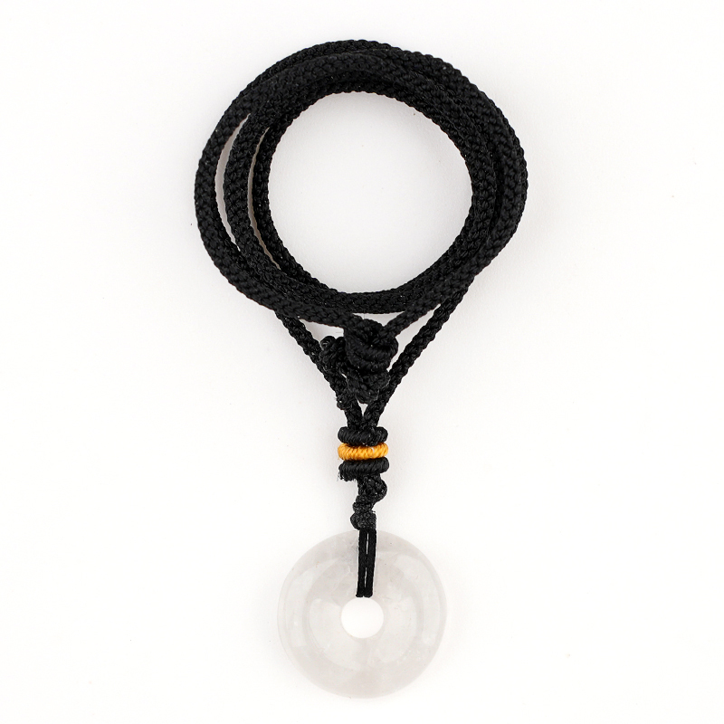 30MM Round Disc Lucky Coin Pingan Pendant Necklace Adjustable Colorful Rope