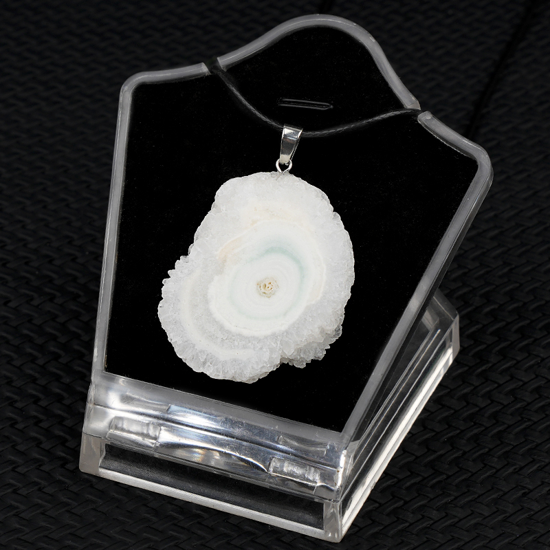 Druzy Agate Crystal Flower Pendant Necklace 45CM Black Cord