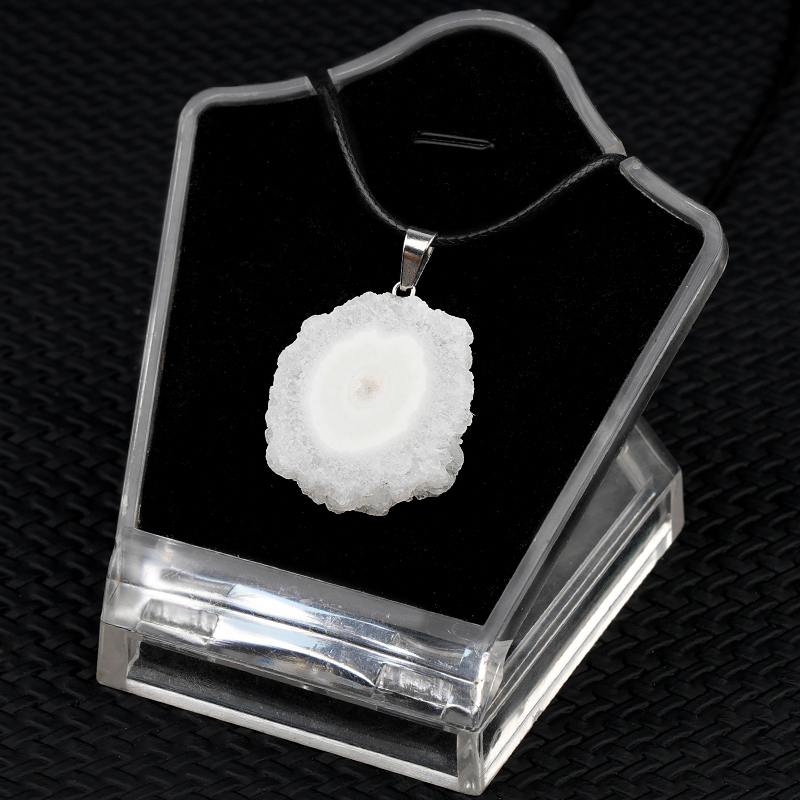 Druzy Agate Crystal Flower Pendant Necklace 45CM Black Cord