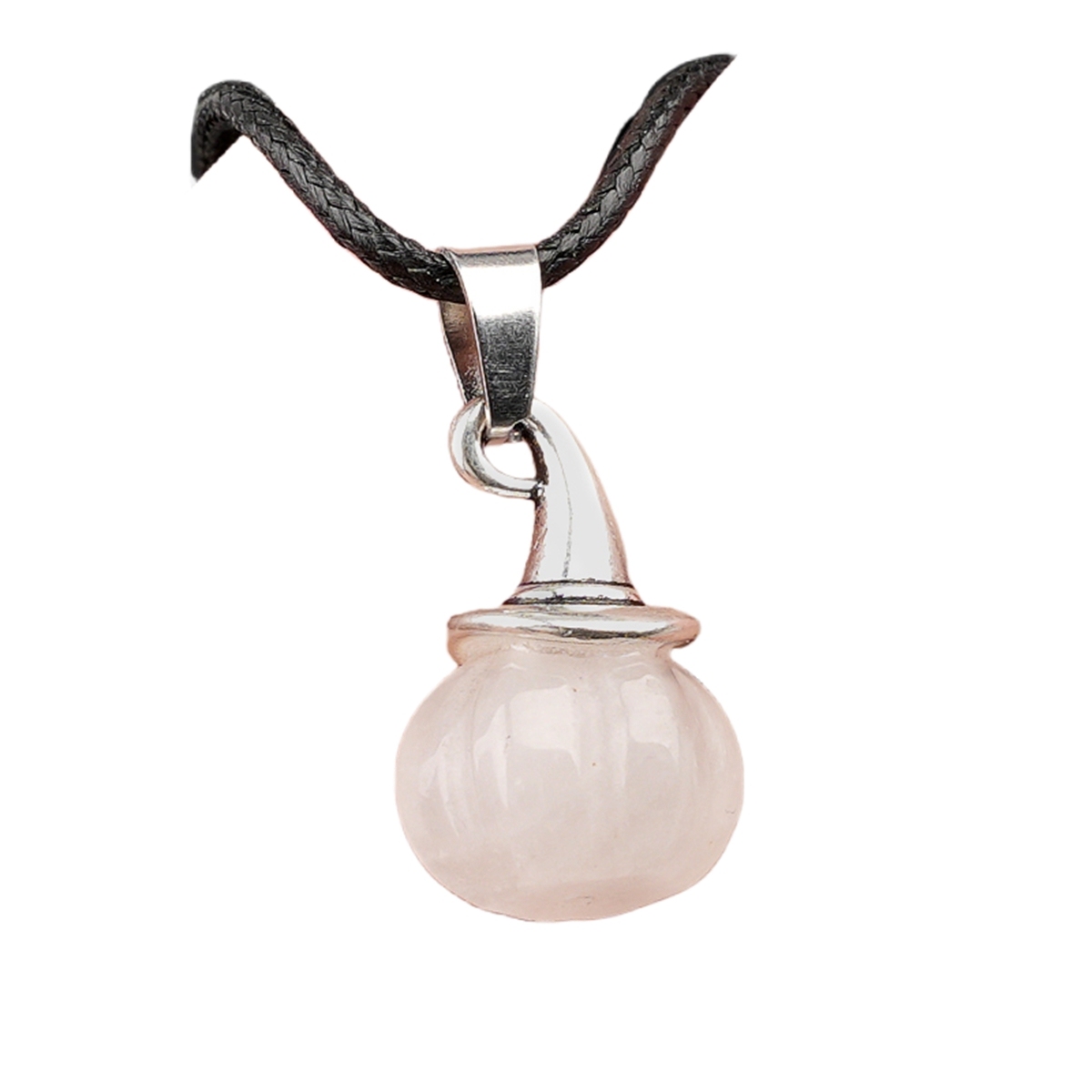 Silver Mini Pumpkin Wizard Hat Gemstone Pendant Necklace 45CM Black Cord