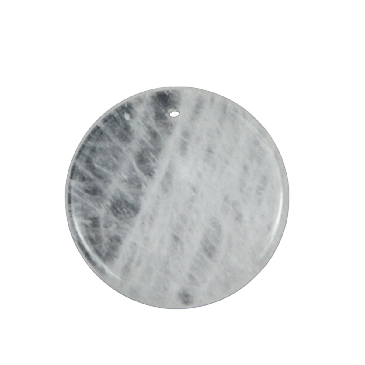 30MM Flat Round Gemstone Disc Pendant Necklace 45CM Silver O Chain