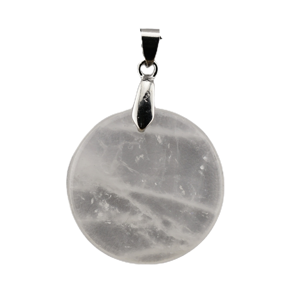 30MM Flat Round Gemstone Disc Pendant Silver Finding Clasp for Making Jewelry