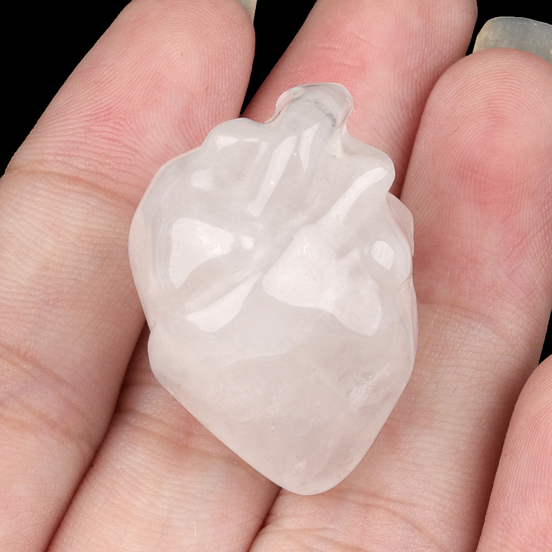 Handmade Craved Heart Shape Gemstone Decoration