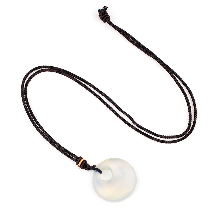 30MM Round Disc Lucky Coin Pingan Pendant Necklace Adjustable Rope