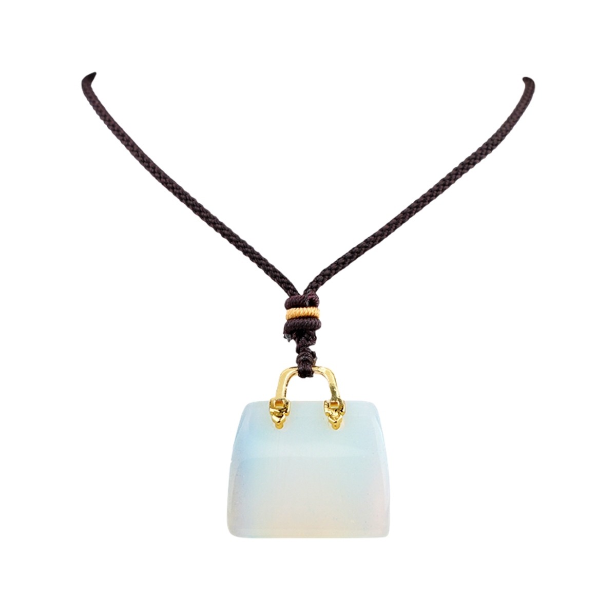 Gold Handbag Gemstone Pendant Necklace Adjustable Rope