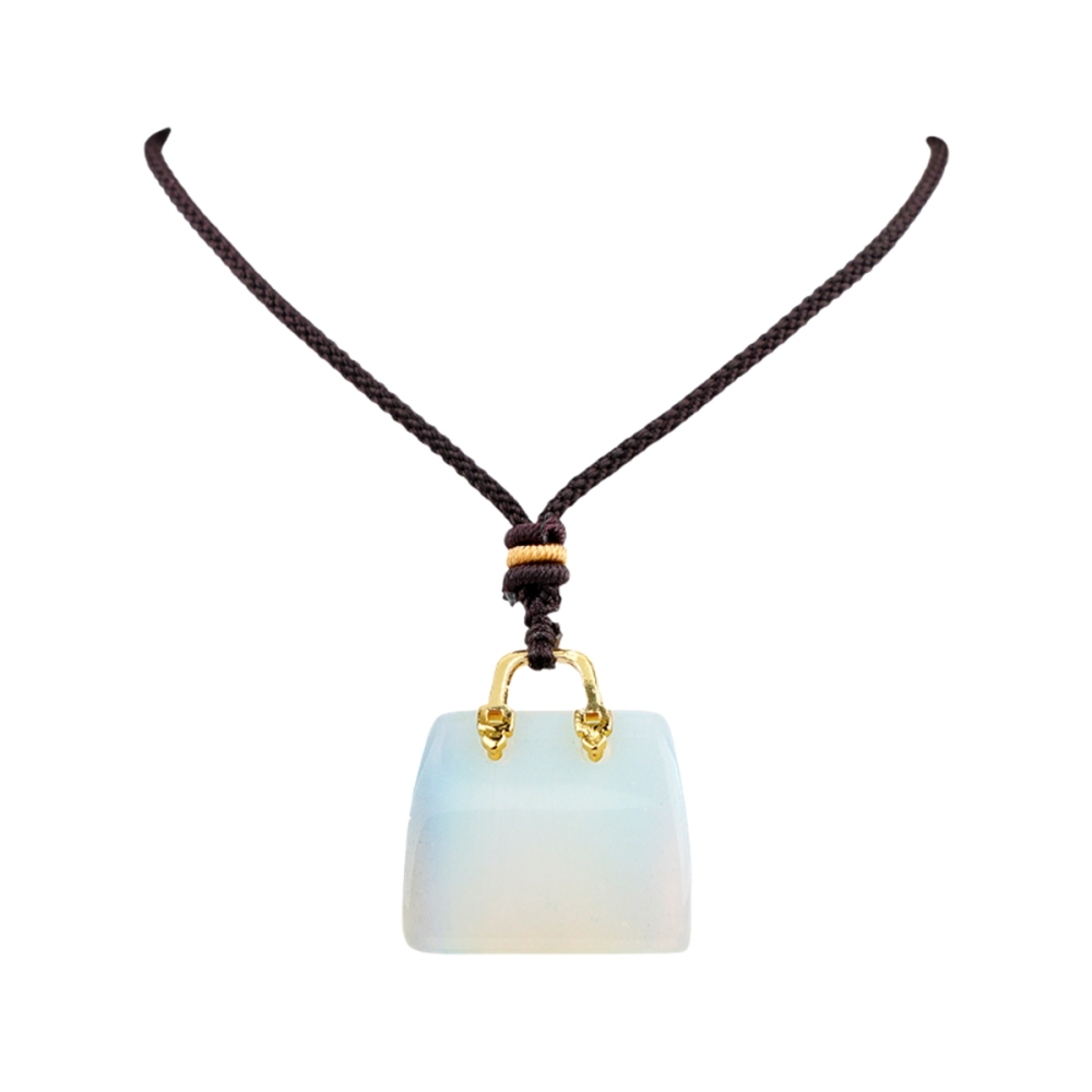 Gold Handbag Gemstone Pendant Necklace Adjustable Rope