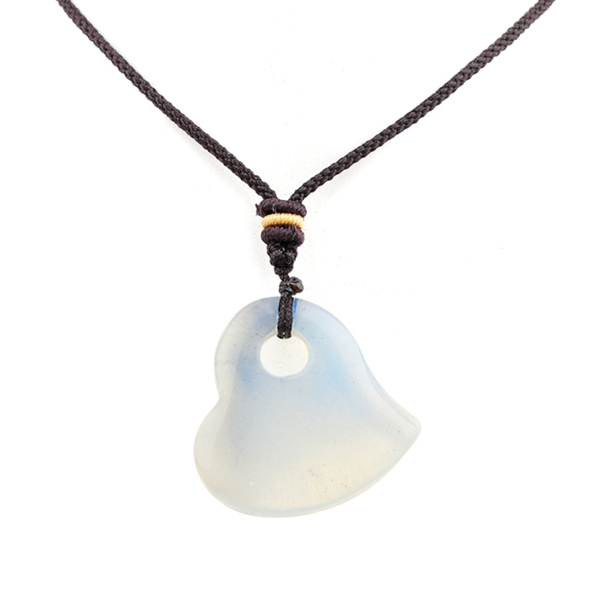 30MM Love Heart Stone Pendant Necklace Adjustable Colorful Rope