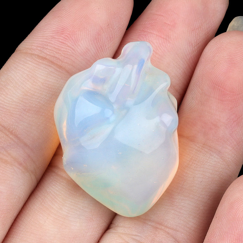 Handmade Craved Heart Shape Gemstone Decoration