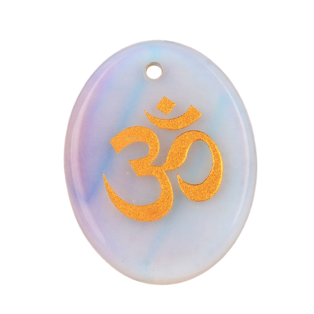 Oval Gemstone Pendant Craved Logo for Making Jewelry 35x45MM Stone Beads Healing Chakra Crystal