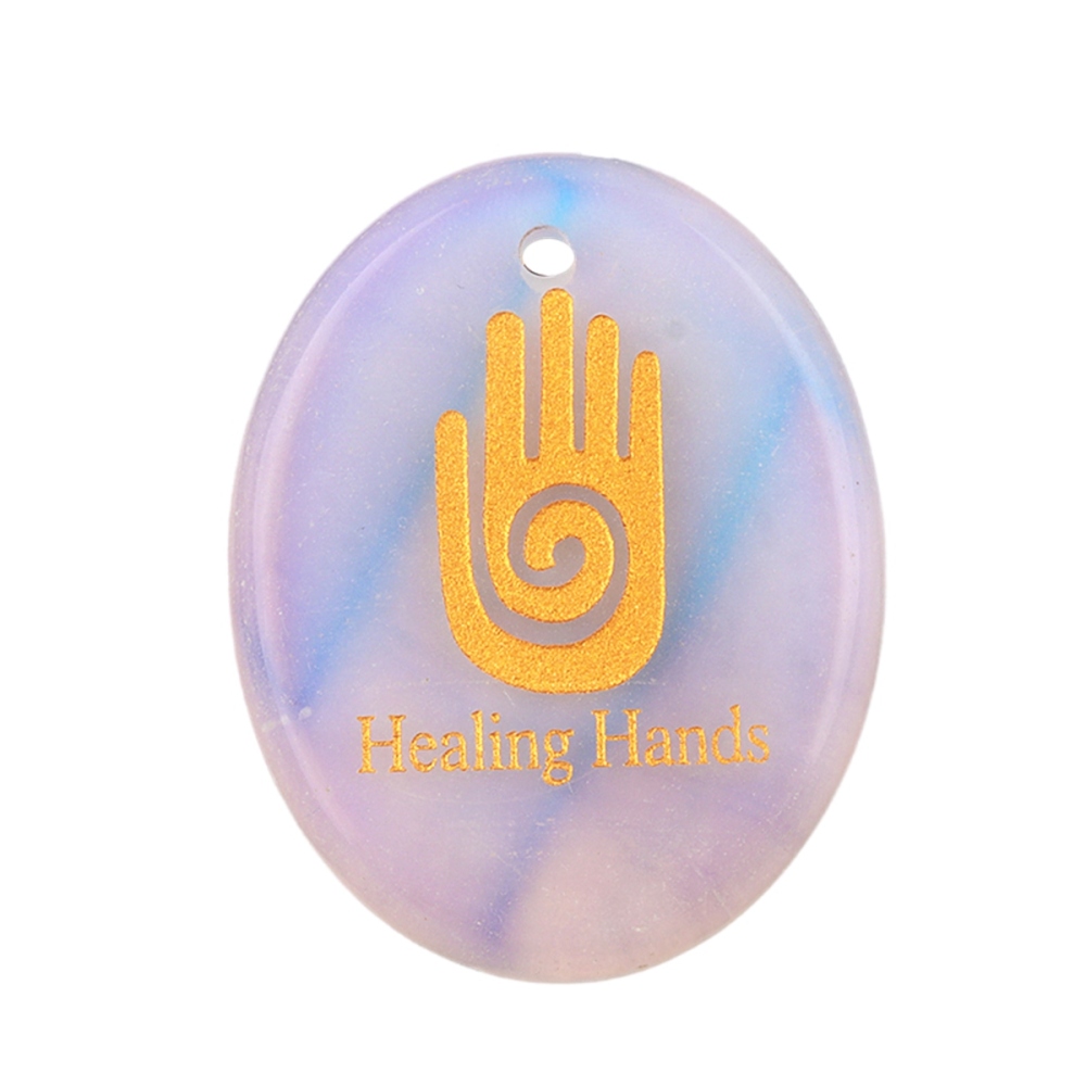 Oval Gemstone Pendant Craved Logo for Making Jewelry 35x45MM Stone Beads Healing Chakra Crystal