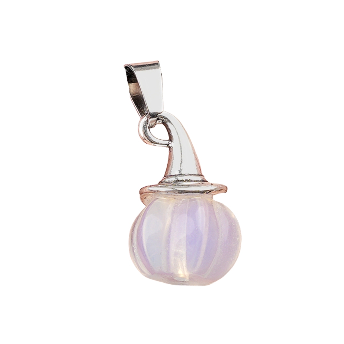 Silver Mini Pumpkin Wizard Hat Gemstone Pendant