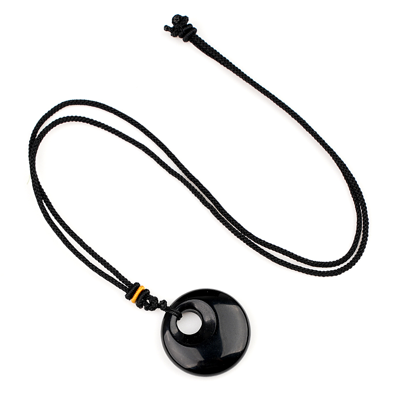 30MM Round Disc Lucky Coin Pingan Pendant Necklace Adjustable Rope