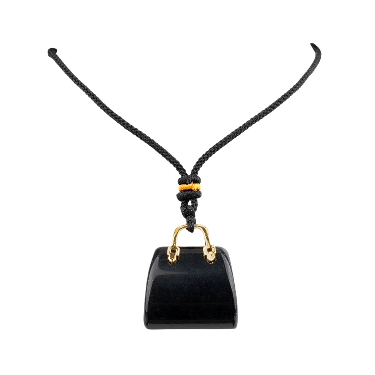 Gold Handbag Gemstone Pendant Necklace Adjustable Rope