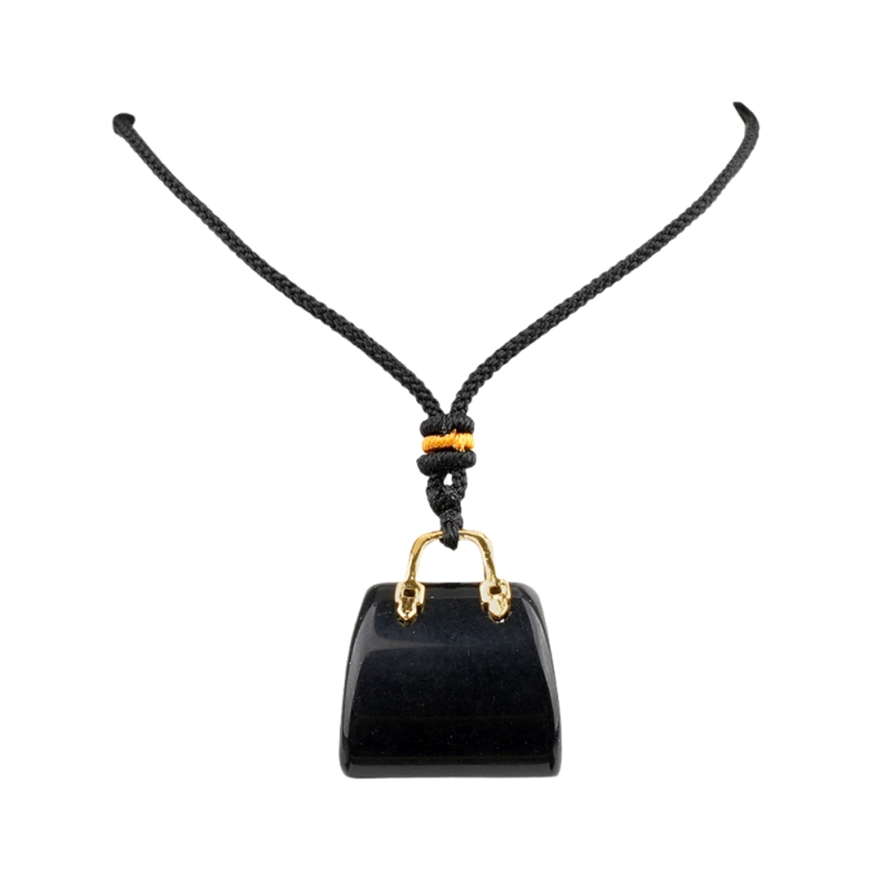 Gold Handbag Gemstone Pendant Necklace Adjustable Rope
