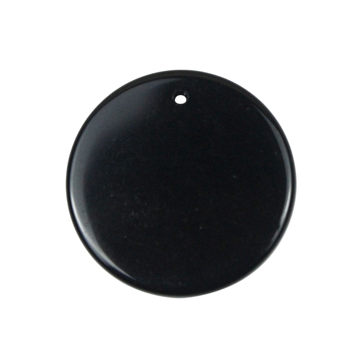 30MM Flat Round Gemstone Disc Pendant Necklace 45CM Silver O Chain