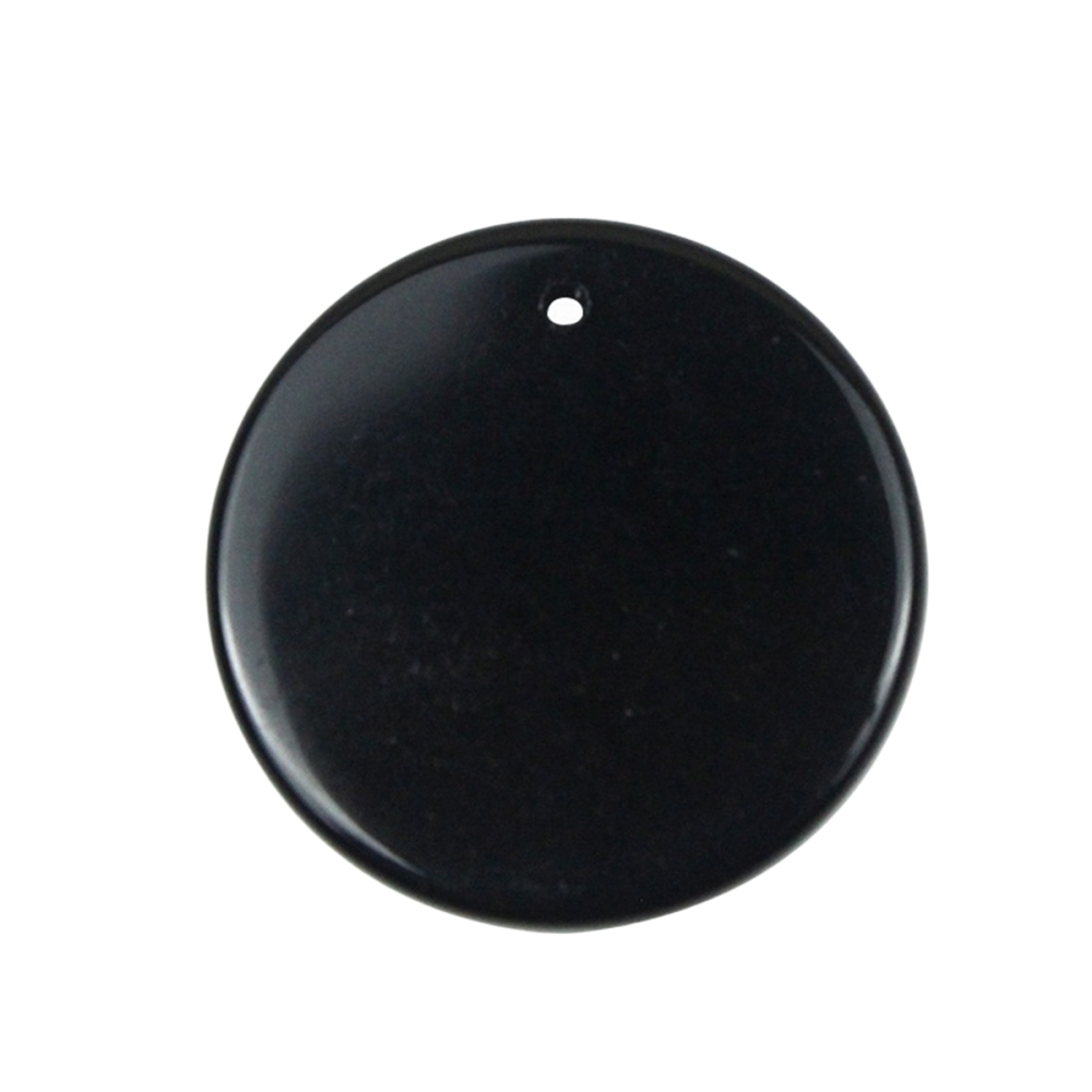 30MM Flat Round Gemstone Disc Pendant Necklace 45CM Silver O Chain