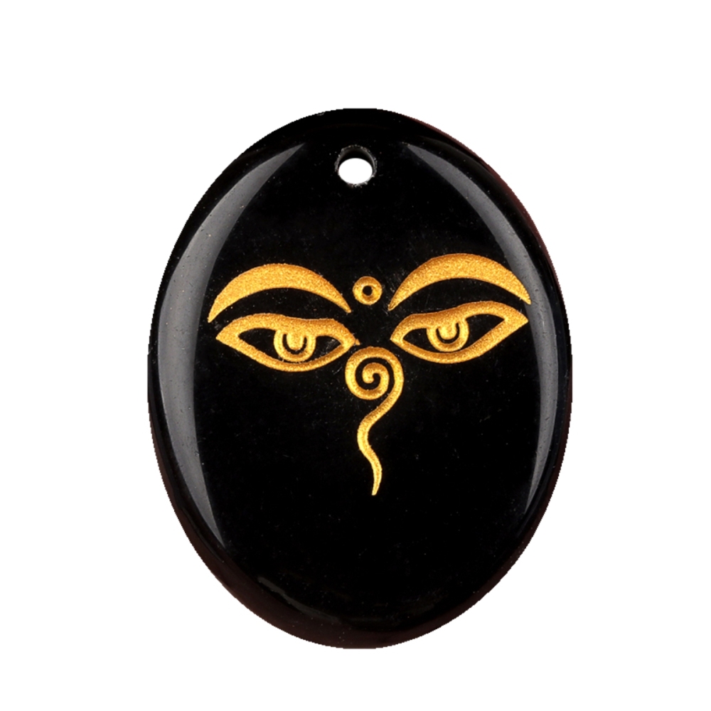 Oval Gemstone Pendant Craved Logo for Making Jewelry 35x45MM Stone Beads Healing Chakra Crystal