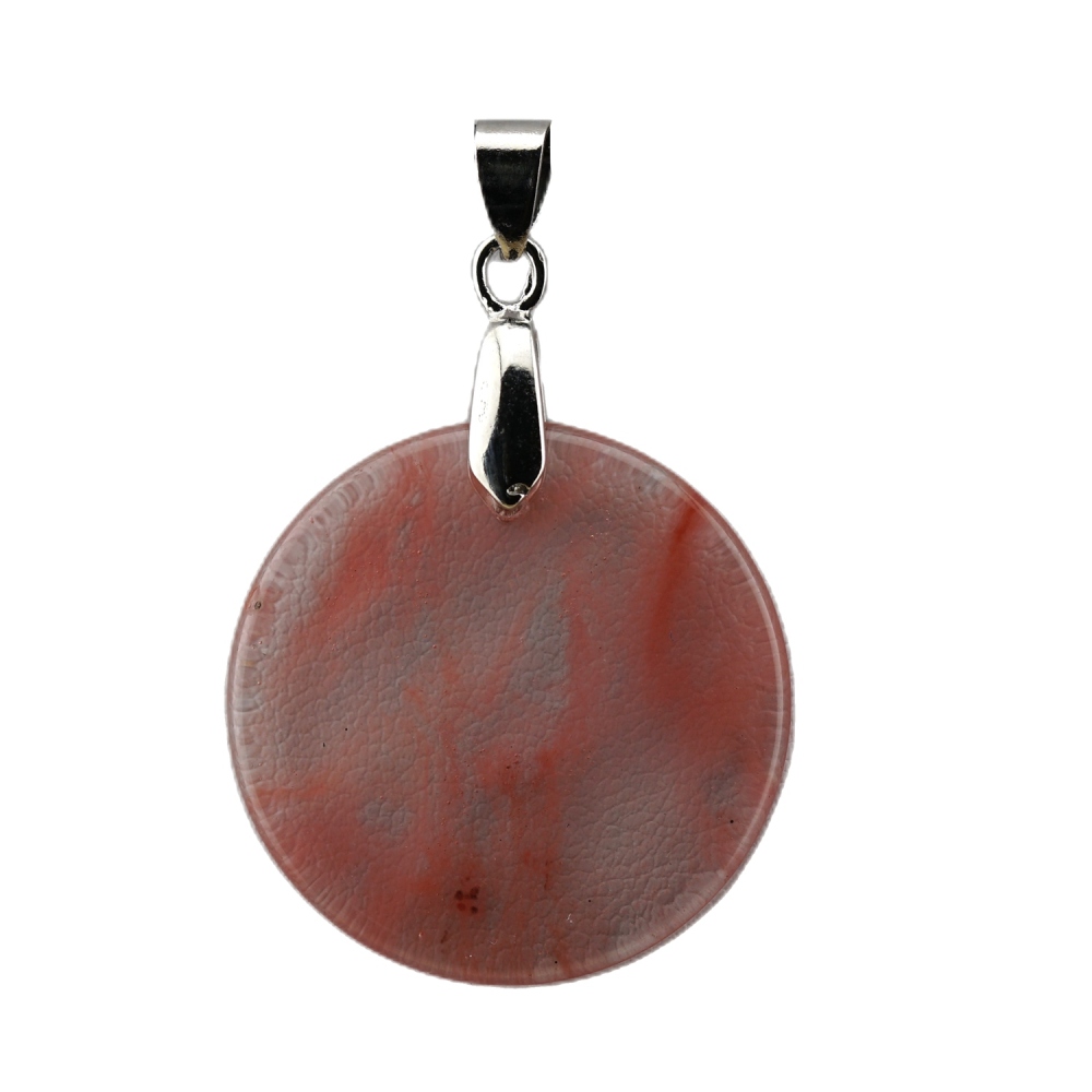 30MM Flat Round Gemstone Disc Pendant Silver Finding Clasp for Making Jewelry