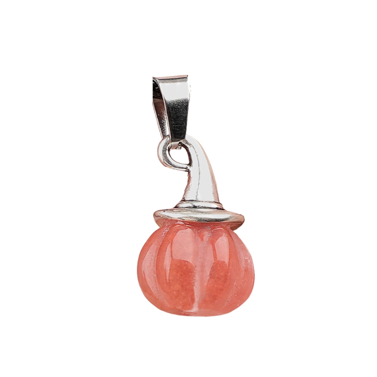 Silver Mini Pumpkin Wizard Hat Gemstone Pendant