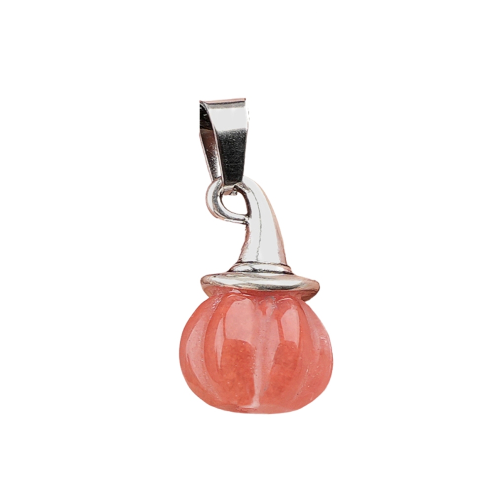 Silver Mini Pumpkin Wizard Hat Gemstone Pendant