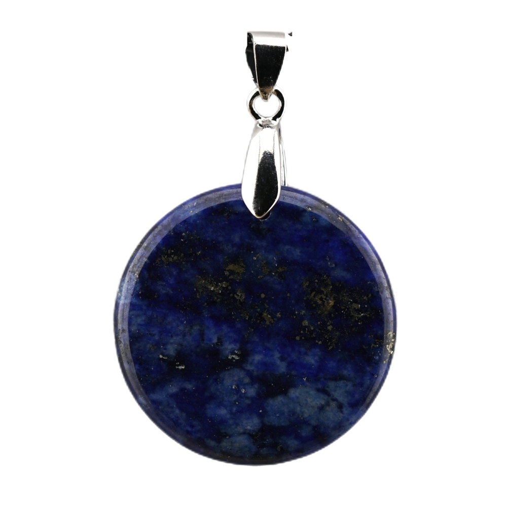 30MM Flat Round Gemstone Disc Pendant Silver Finding Clasp for Making Jewelry