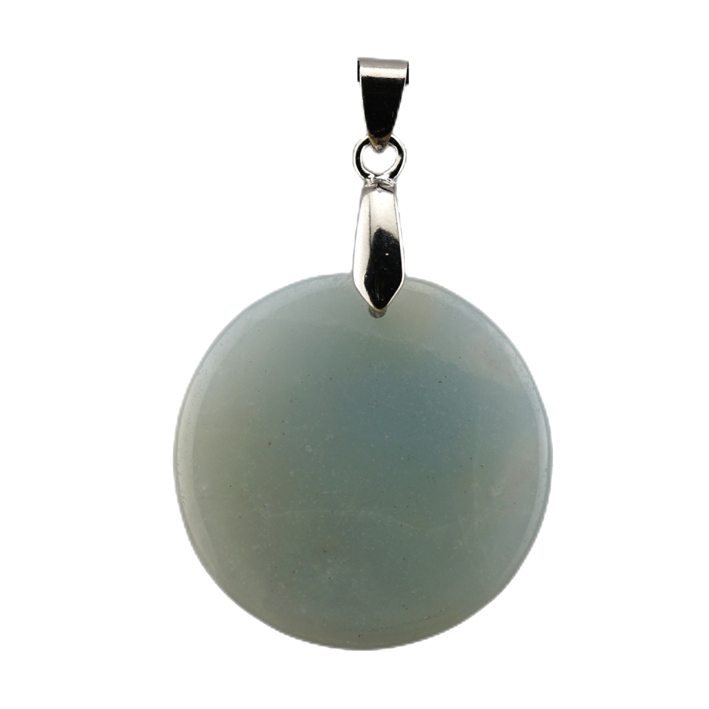 30MM Flat Round Gemstone Disc Pendant Silver Finding Clasp for Making Jewelry