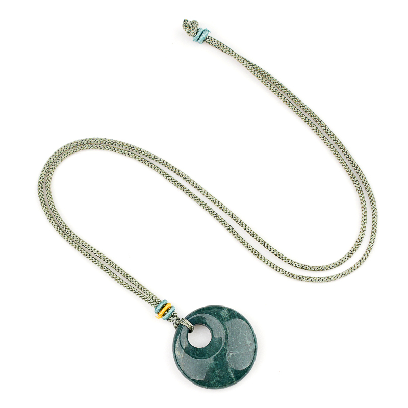 30MM Round Disc Lucky Coin Pingan Pendant Necklace Adjustable Rope