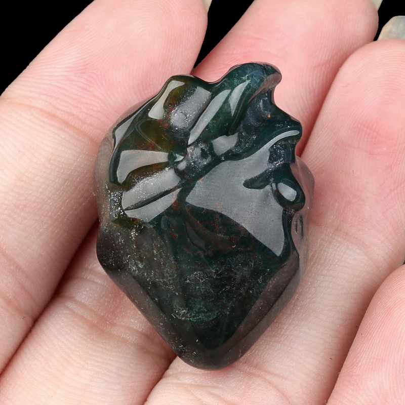 Handmade Craved Heart Shape Gemstone Decoration