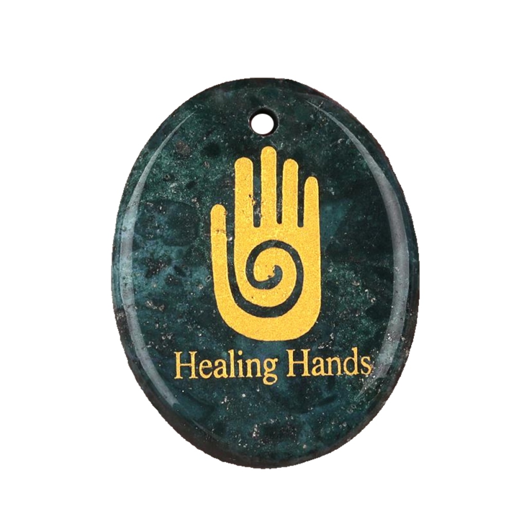 Oval Gemstone Pendant Craved Logo for Making Jewelry 35x45MM Stone Beads Healing Chakra Crystal