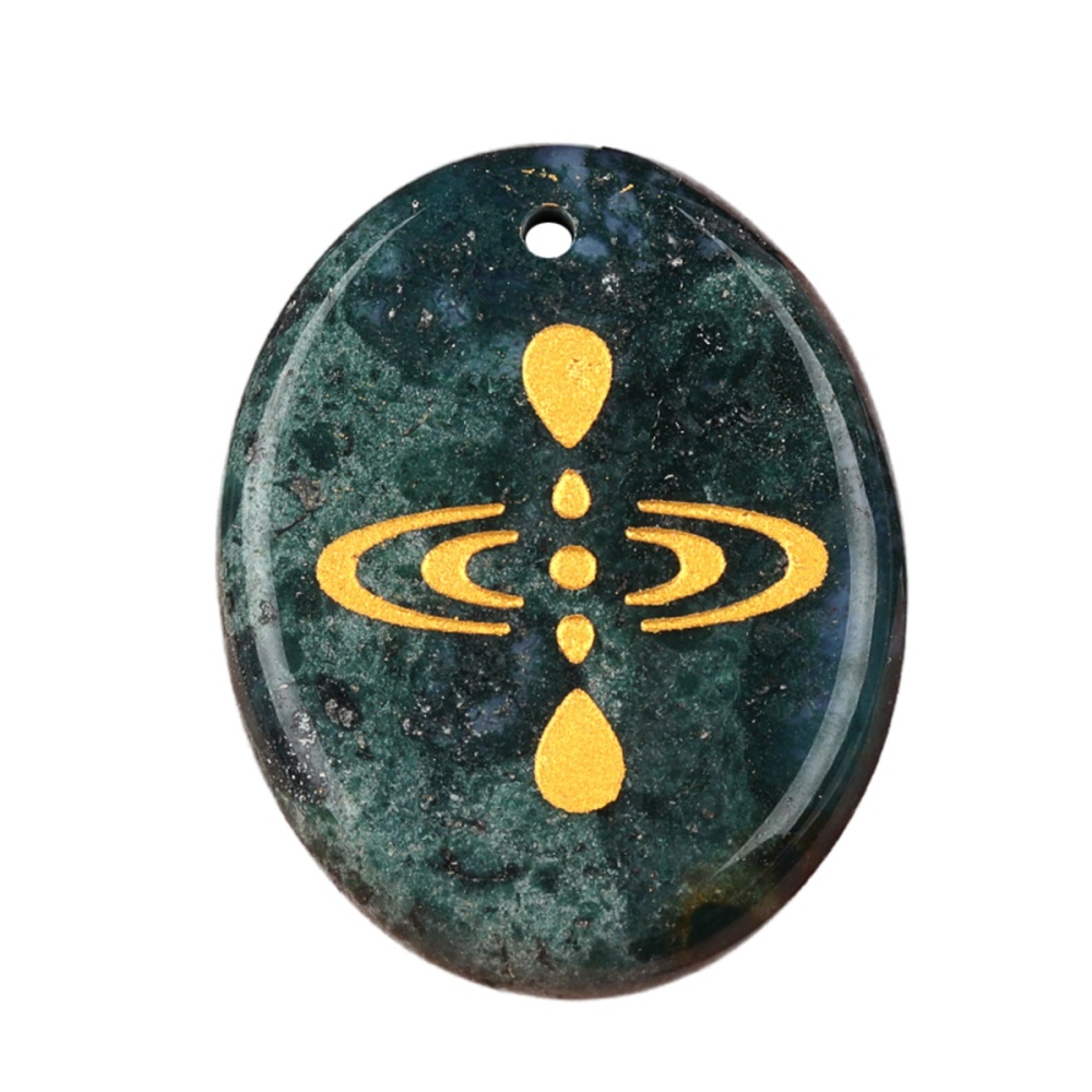 Oval Gemstone Pendant Craved Logo for Making Jewelry 35x45MM Stone Beads Healing Chakra Crystal