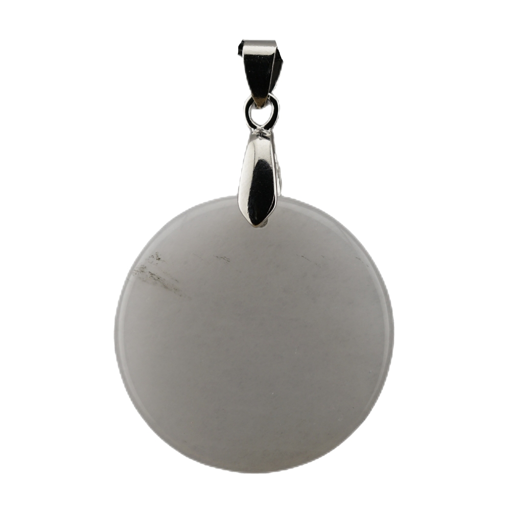 30MM Flat Round Gemstone Disc Pendant Silver Finding Clasp for Making Jewelry