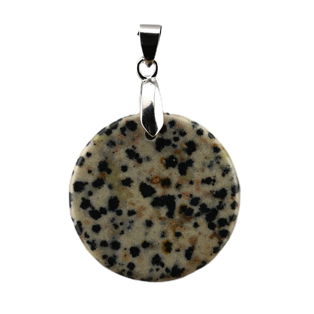 30MM Flat Round Gemstone Disc Pendant Silver Finding Clasp for Making Jewelry