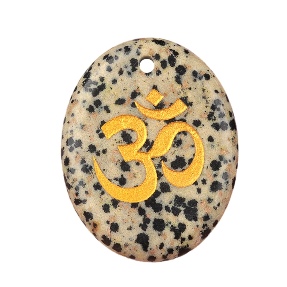 Oval Gemstone Pendant Craved Logo for Making Jewelry 35x45MM Stone Beads Healing Chakra Crystal