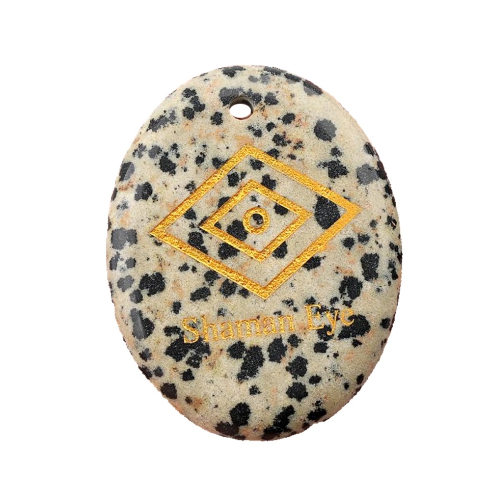 Oval Gemstone Pendant Craved Logo for Making Jewelry 35x45MM Stone Beads Healing Chakra Crystal