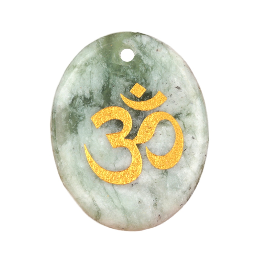 Oval Gemstone Pendant Craved Logo for Making Jewelry 35x45MM Stone Beads Healing Chakra Crystal