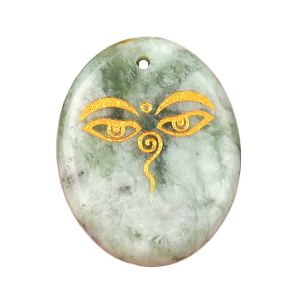 Oval Gemstone Pendant Craved Logo for Making Jewelry 35x45MM Stone Beads Healing Chakra Crystal