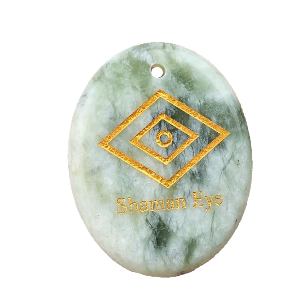 Oval Gemstone Pendant Craved Logo for Making Jewelry 35x45MM Stone Beads Healing Chakra Crystal