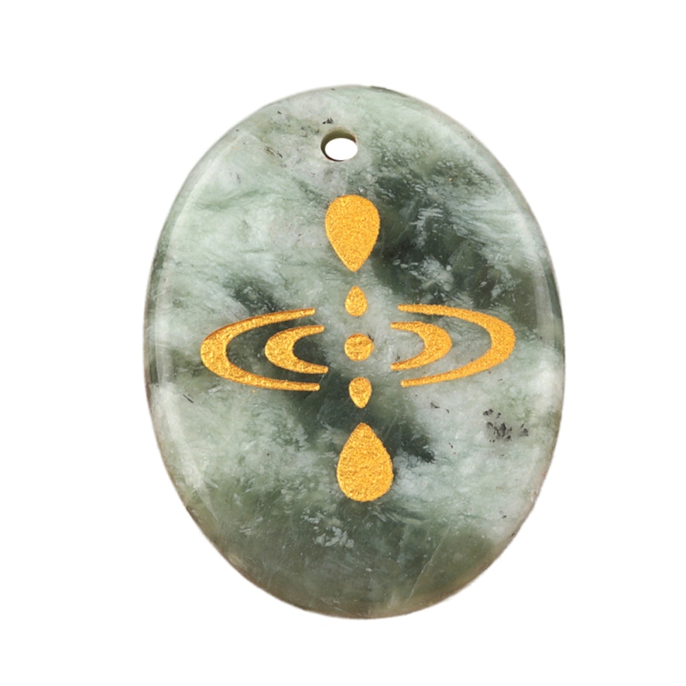 Oval Gemstone Pendant Craved Logo for Making Jewelry 35x45MM Stone Beads Healing Chakra Crystal