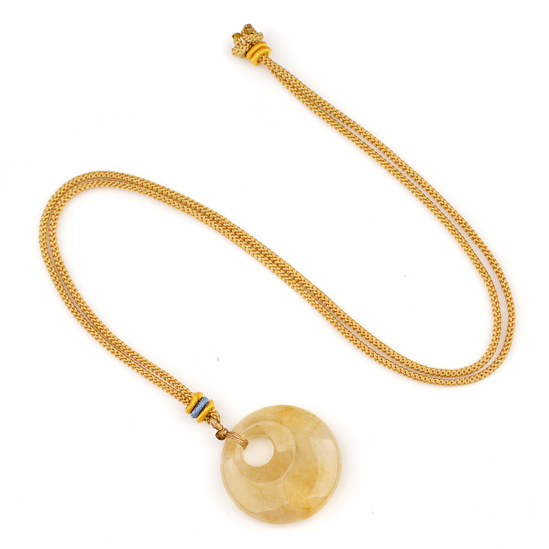 30MM Round Disc Lucky Coin Pingan Pendant Necklace Adjustable Rope