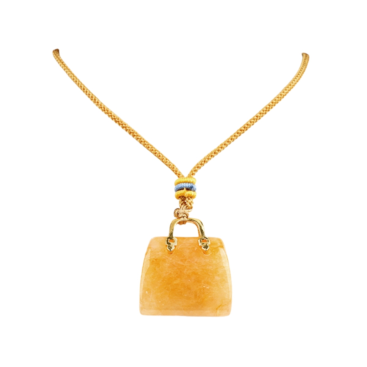 Gold Handbag Gemstone Pendant Necklace Adjustable Rope