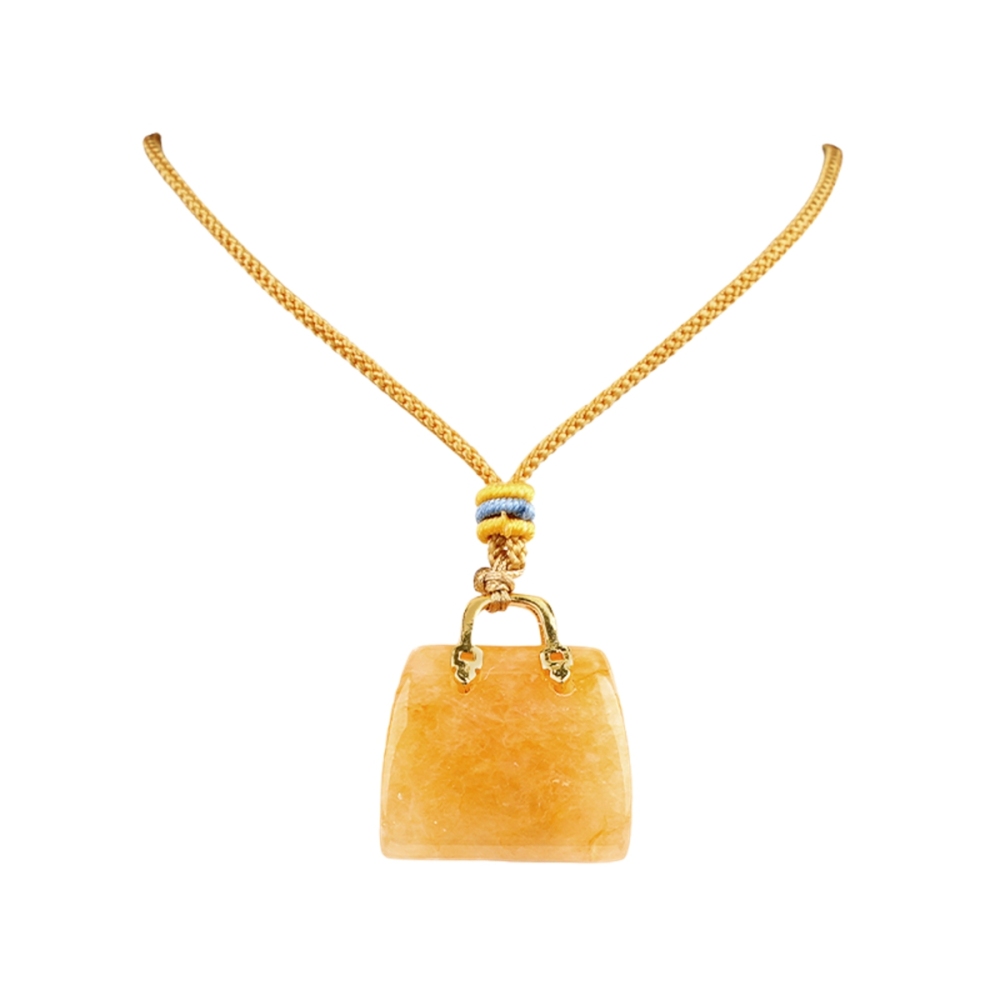 Gold Handbag Gemstone Pendant Necklace Adjustable Rope