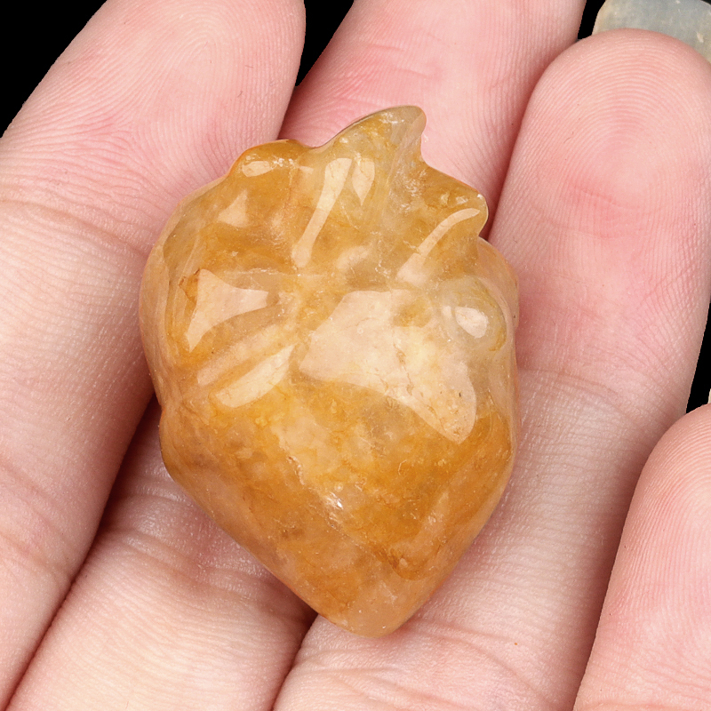 Handmade Craved Heart Shape Gemstone Decoration