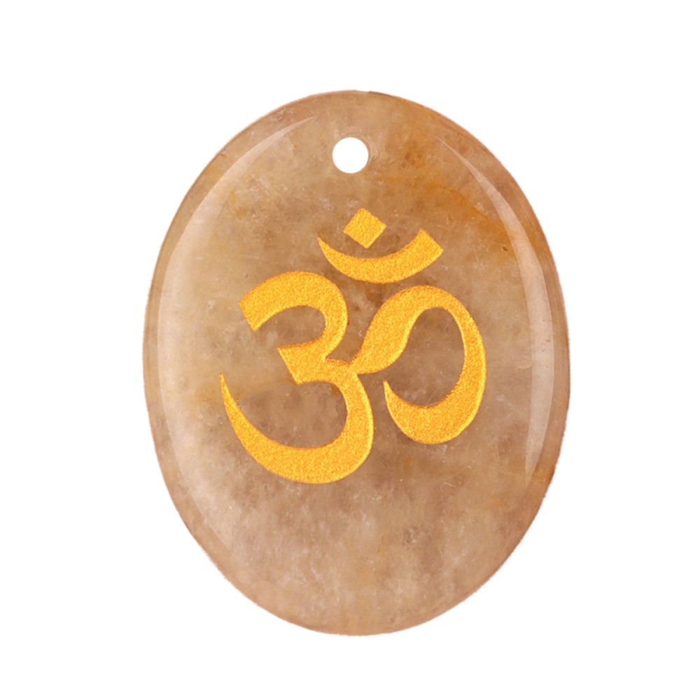 Oval Gemstone Pendant Craved Logo for Making Jewelry 35x45MM Stone Beads Healing Chakra Crystal