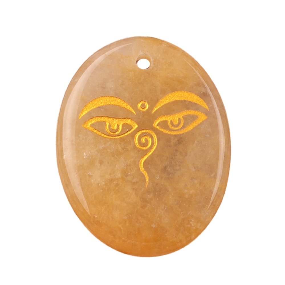 Oval Gemstone Pendant Craved Logo for Making Jewelry 35x45MM Stone Beads Healing Chakra Crystal
