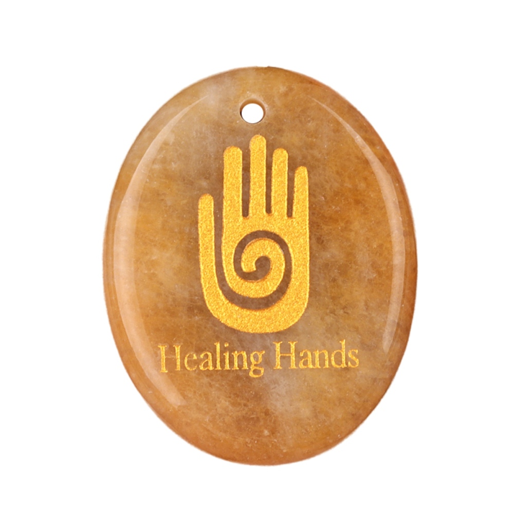 Oval Gemstone Pendant Craved Logo for Making Jewelry 35x45MM Stone Beads Healing Chakra Crystal