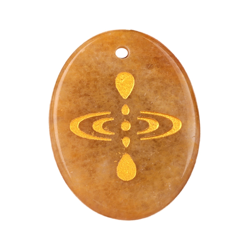 Oval Gemstone Pendant Craved Logo for Making Jewelry 35x45MM Stone Beads Healing Chakra Crystal