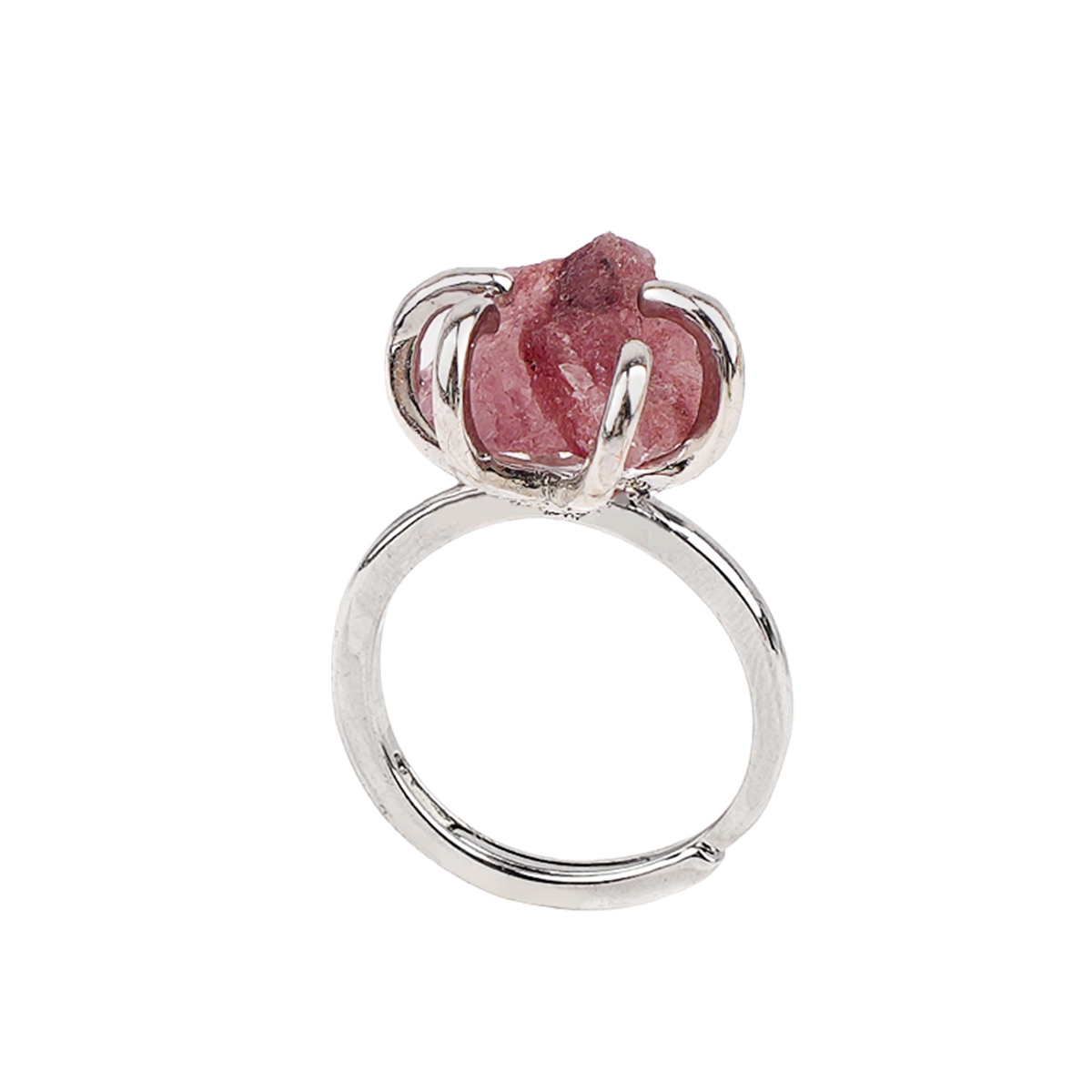 Raw Crystal Silver Adjustable Gemstone Rings for Women Girls