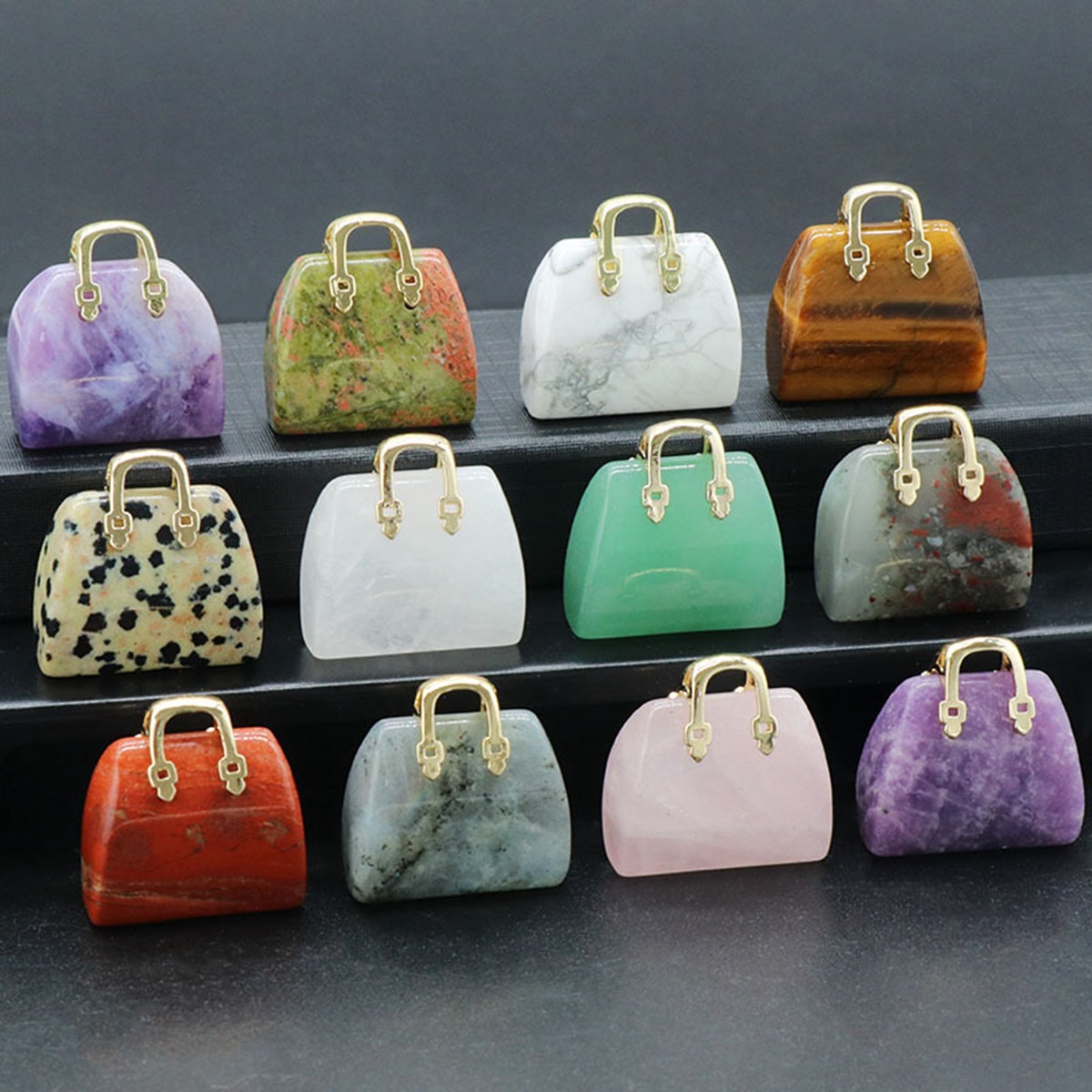 Gold Handbag Gemstone Pendant for Making Jewelry